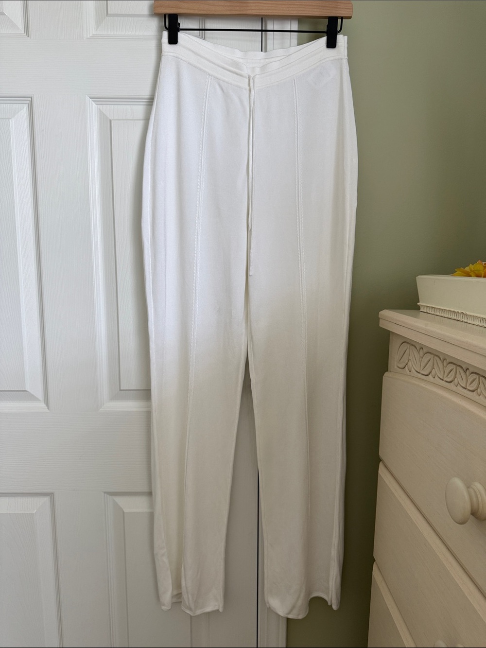 Maison Ullens White Pintuck Sweatpants Size Medium